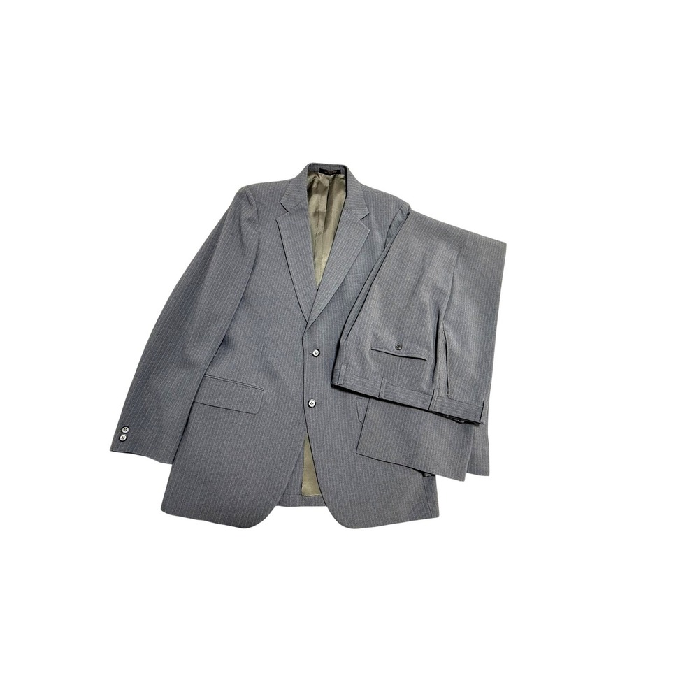 Vintage Richman Suit Mens‎ 42 36x32 Gray Pinstripe 2 Piece Jacket Pants Set